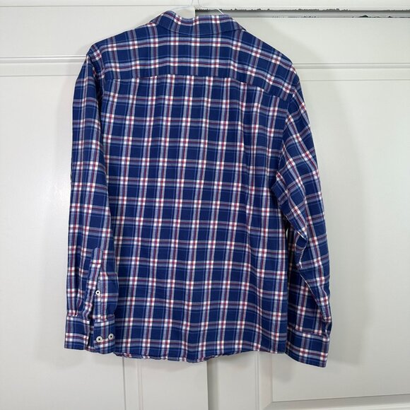 Untuckit 100% Cotton Men's Plaid Button Down Long Sleeve Shirt Blue/Red XL - Picture 7 of 7